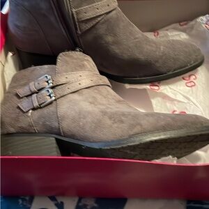 Gray Suede Ankle Boots